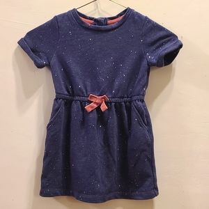 Cat & Jack. Short-sleeved dark blue with sparkles, sweat-shirt dress. 3T